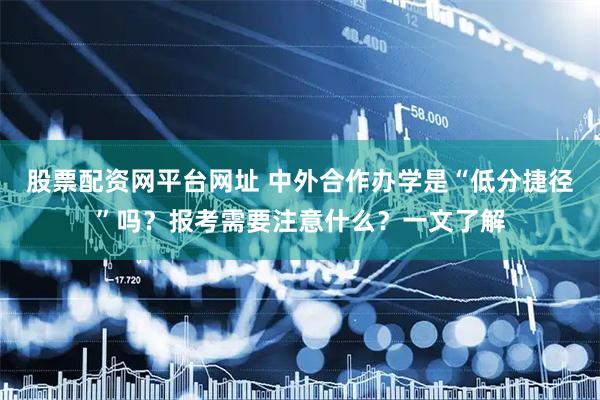 股票配资网平台网址 中外合作办学是“低分捷径”吗？报考需要注意什么？一文了解